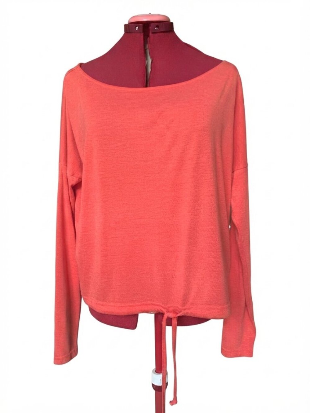 REEBOK -  Coral Heather Cinch-Hem Long Sleeve Top – Size Large